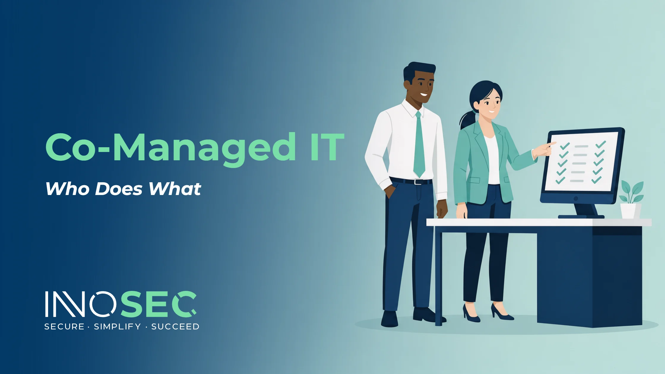Co-managed IT: two colleagues working together at one shared screen