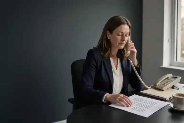 A conveyancing solicitor calls her client back on the number held on file to confirm bank details before completion